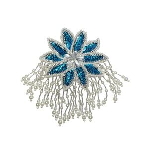 Sequin Flower Applique Beaded Pearl Fringe Embellishment‎ DIY Craft